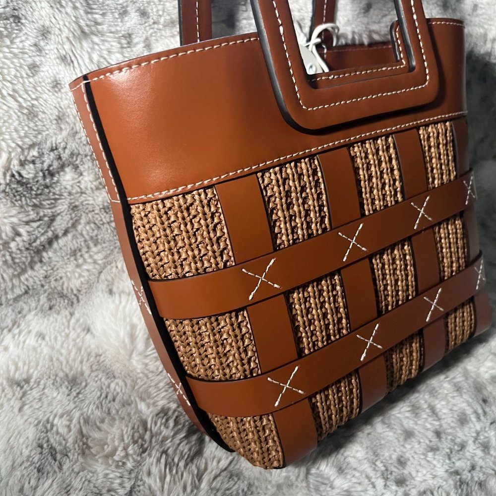 STAUD Tan Raffia Mini Shirley Bag MSRP$375 - Picture 5 of 8